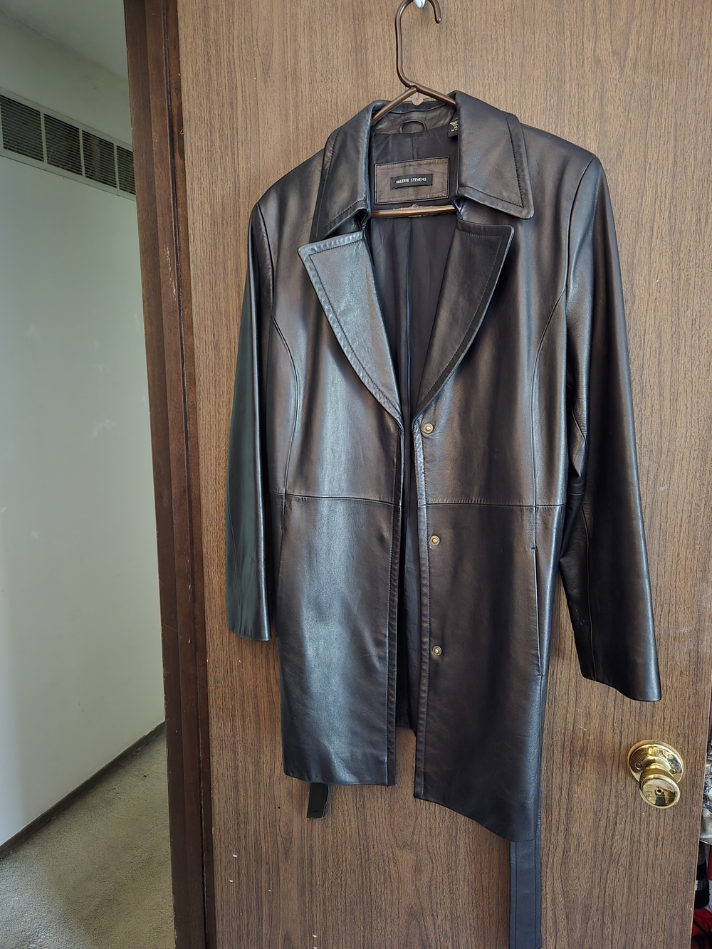 Vintage Valerie stevens Black Leather Longline Jacket